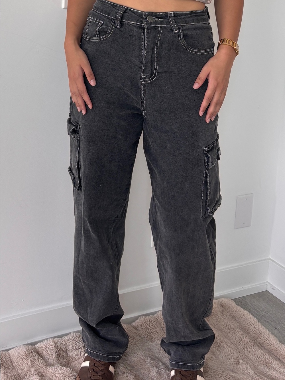 Black Cargo Pants - Relaxed Fit